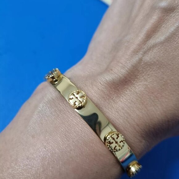 (SOLD)Tory Burch Gold Tone Bangle Cuff Bracelet - Picture 2 of 8